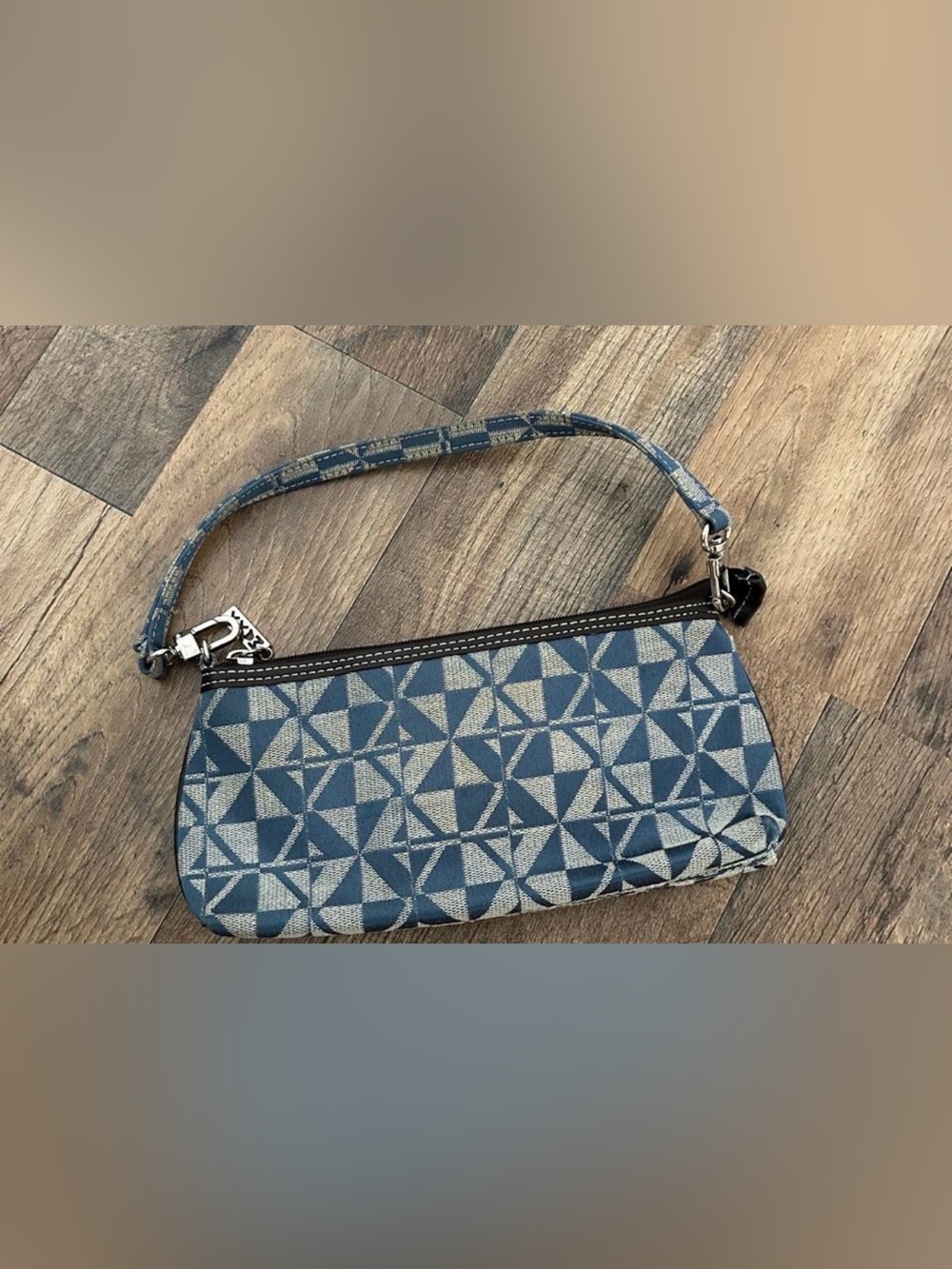 Y2K Maxx New York Geometric Jacquard Blue Wristlet/ Shoulder bag